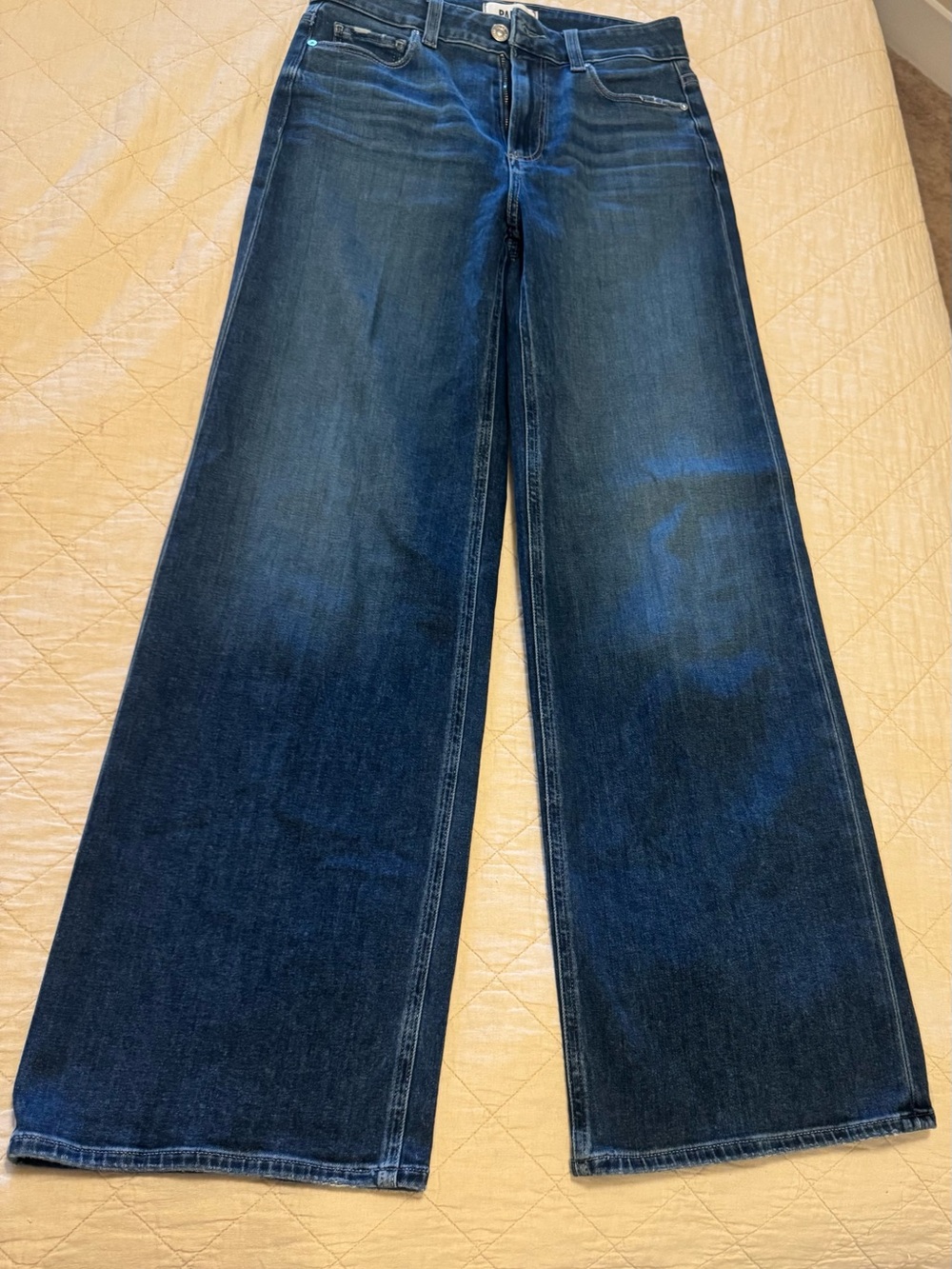 PAIGE Deep Blue Wide-Leg Jeans - Picture 7 of 8